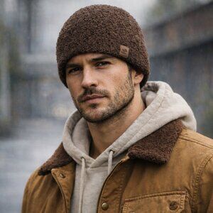 Timberland Men's Textured Brown Beanie OSFM